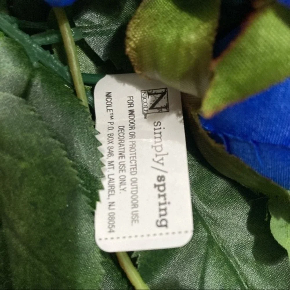Blue Roses Artificial Flowers Dew Drop Rain Drop 2 Bunches 16